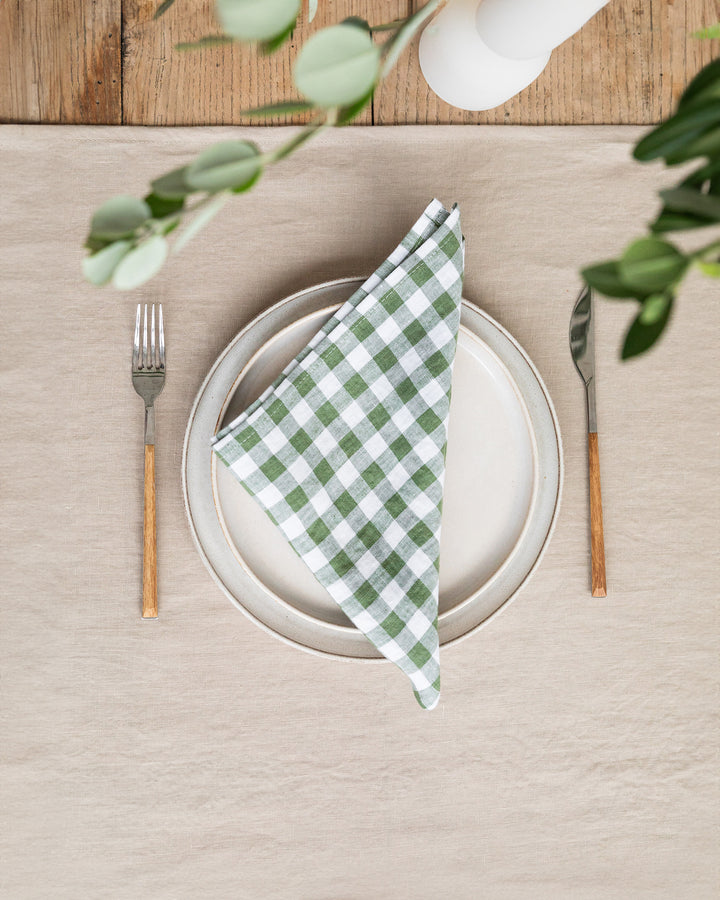 Magic Linen | Set of 2 Linen Napkins Forest Green Gingham