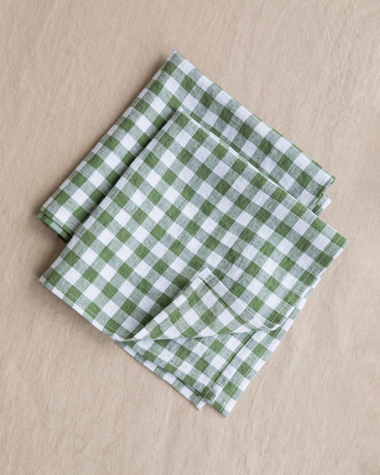 Magic Linen | Set of 2 Linen Napkins Forest Green Gingham