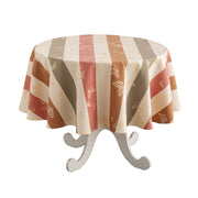 Le Jacquard Francais | Bal Des Papillons Tablecloth features muted earth tones with a butterfly motif, elegantly draped over a whitewashed pedestal table.