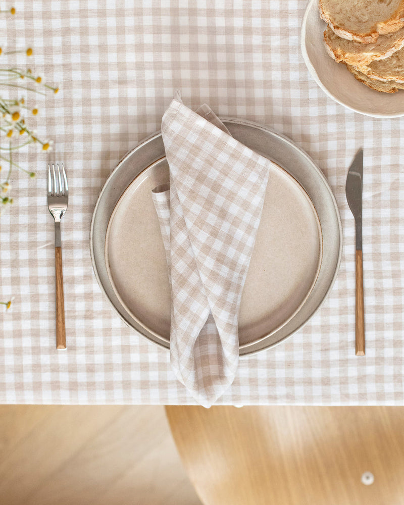 MagicLinen | Linen Napkins, Natural Gingham, Set of 2
