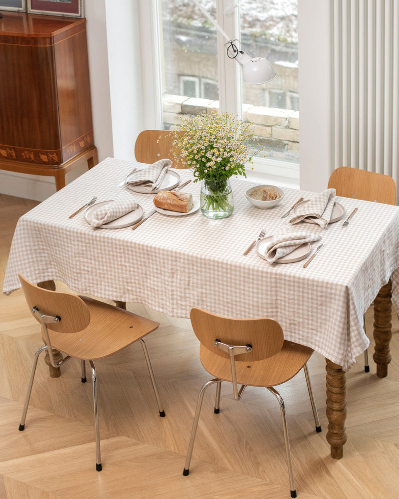 MagicLinen | Linen Napkins, Natural Gingham, Set of 2