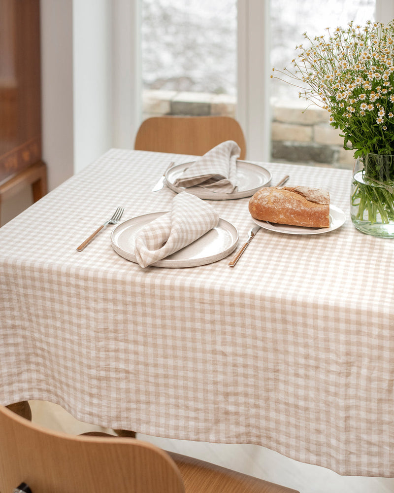 MagicLinen | Linen Napkins, Natural Gingham, Set of 2
