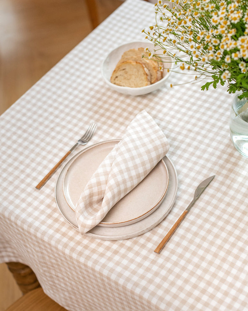 MagicLinen | Linen Napkins, Natural Gingham, Set of 2