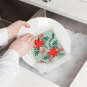Ecologie | Holiday Swedish Sponge Cloths - Santa Paws, 6.5x8 inches, ideal for cleaning, eco-friendly, and compostable, from Athens Cooks' curated kitchen essentials.