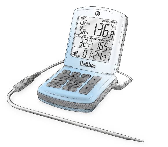 ThermoWorks | ChefAlarm Cooking Alarm Thermometer + Timer - Red