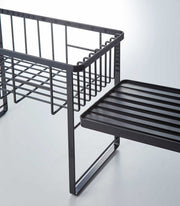 Yamazaki Home | Two-Tier Dish Rack with a wire-mesh basket and slatted tray, perfect for kitchen organization and maximizing drying space.