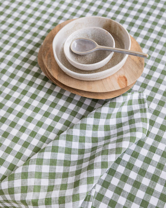 Magic Linen | Set of 2 Linen Napkins Forest Green Gingham