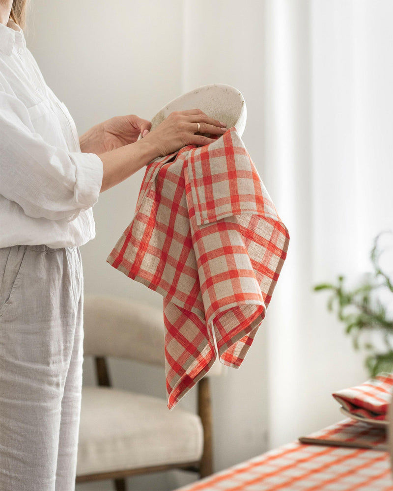 MagicLinen | Linen Tea Towels - Dusty Blue, showcasing soft, absorbent linen with a hanging loop, perfect for drying dishes or enhancing kitchen decor.