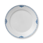 Royal Copenhagen | Princess Plate, 27cm: A white, fluted ceramic dinner plate with hand-painted blue scallop-and-dot rim, ideal for elegant dining or serving.