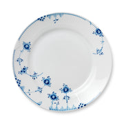 Royal Copenhagen | Blue Elements Plate, 28cm: White porcelain plate with blue floral pattern and fluted texture, ideal for dining or serving, enhancing any kitchen collection.