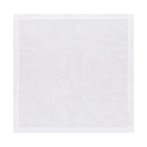 Le Jacquard Francais | Tivoli Napkin, White: A refined white linen napkin with a subtle paisley pattern, featuring mitered corners, embodying timeless elegance and superior European craftsmanship.