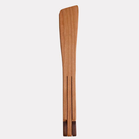 Jonathan's Spoons Inside-Out® Tongs - Mini - 9 in cherry wood, showcasing their fold-flat design for versatile use in the kitchen.