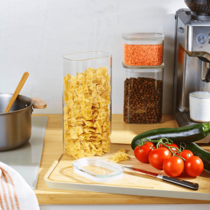 Pebbly | Square Glass Canister Bamboo Lid 2.3Qt