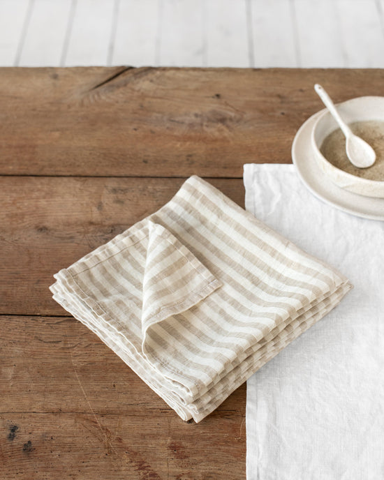 Magic Linen | Set of 2 Linen Napkins Striped in Natural