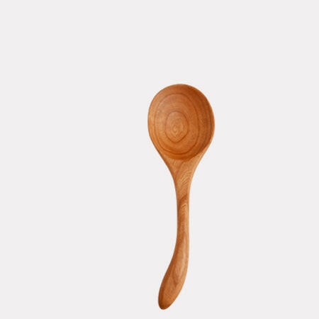 Jonathan's Spoons | Serving Spoons - Short Wide: Handcrafted cherry wood serving spoon, designed for comfort and versatility, showcasing elegant grain and natural color. Ideal for diverse kitchen tasks.