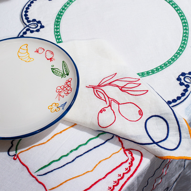 Misette | Fête Embroidered Linen Napkins, Set of 4