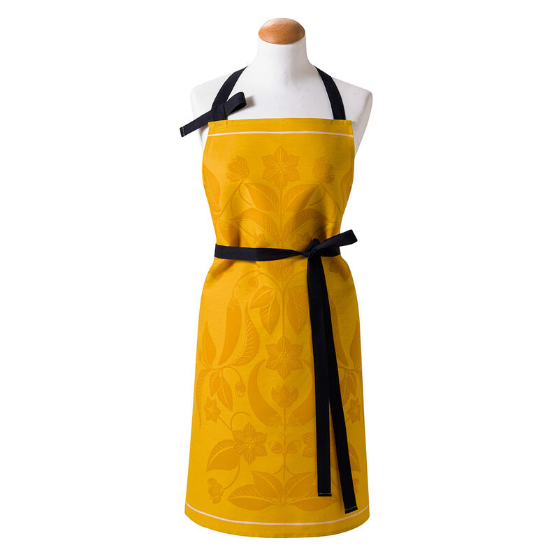 Le Jacquard Francais | PIMENTS APRON featuring a sleek design with black straps, ideal for culinary enthusiasts.
