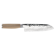 Shun | Premier Knife Series - Premier Combination Honing Steel features a hammered Damascus blade and light wood handle, epitomizing Athens Cooks' commitment to quality kitchen tools.