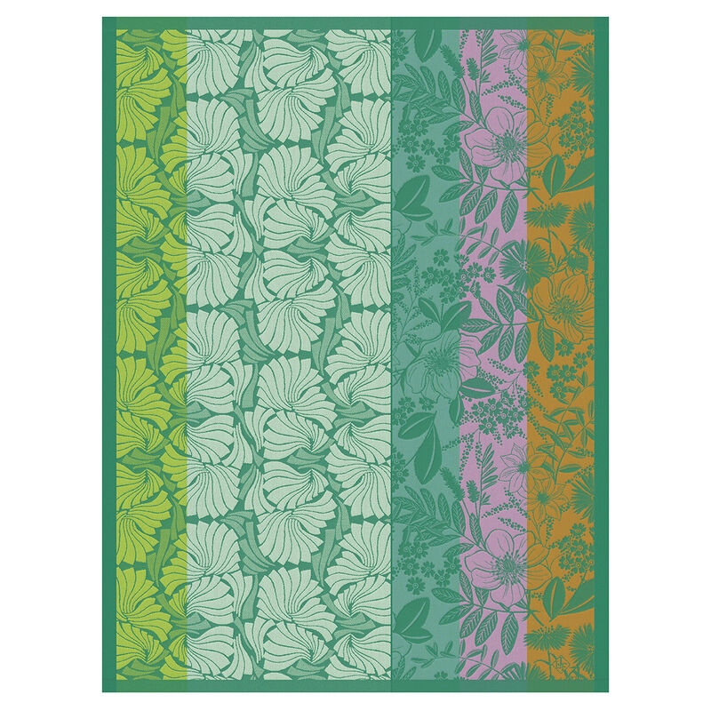 Le Jacquard Français | Cottage Tea Towel: Decorative floral-striped cotton towel, featuring botanical motifs, perfect for adding artistic elegance to your kitchen decor.