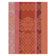 Le Jacquard Français | Mumbai Tea Towel featuring warm-toned vertical stripes with intricate damask patterns, ideal for adding elegance to your kitchen decor.