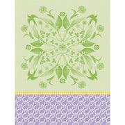 Le Jacquard Français | Porte Bonheur Tea Towel, Green: Decorative botanical and geometric pattern evoking luck, featuring botanical mandalas and horseshoe motifs, ideal for enhancing kitchen aesthetics.