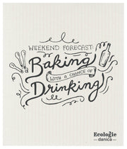 Ecologie | Swedish Sponge Cloths - Weekend Forecast, 6.5x8 inches, highly absorbent, eco-friendly, made from cotton and cellulose, ideal for replacing paper towels in kitchens.