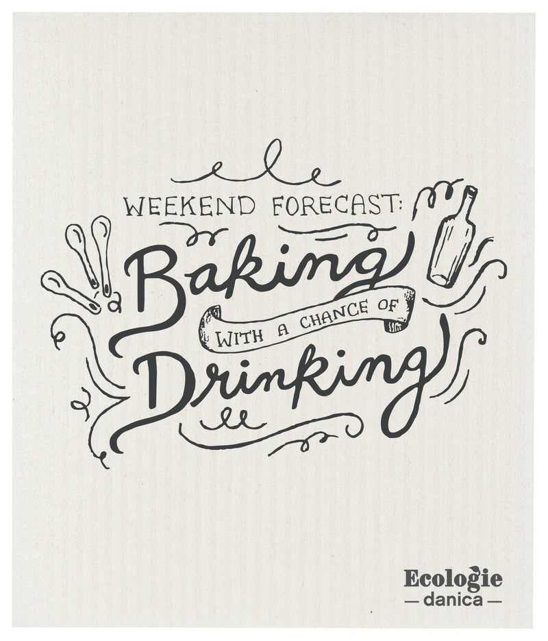 Ecologie | Swedish Sponge Cloths - Weekend Forecast, 6.5x8 inches, highly absorbent, eco-friendly, made from cotton and cellulose, ideal for replacing paper towels in kitchens.