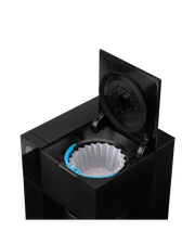 FELLOW | Aiden Precision Coffee Maker with open brew-basket, showing a paper filter inside, exemplifies pour-over precision for effortless, consistent coffee brewing.