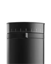 FELLOW | Opus Conical Burr Grinder, Matte Black, featuring a numbered ring for adjustable grind sizes, ideal for diverse brewing methods from espresso to cold brew.