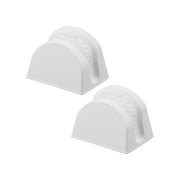 Yamazaki Home | Magnetic Pot Holders, Silicone, Black: Two half-round holders with grooves for vertically storing items like pot lids and baking sheets, enhancing kitchen organization.