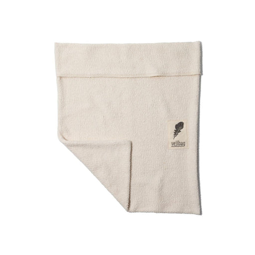 Vejibag | Extra Large Vejibag, a reusable off-white cotton storage bag, ideal for keeping produce fresh, featuring a fold-over top and textured terry-cloth-style fabric.