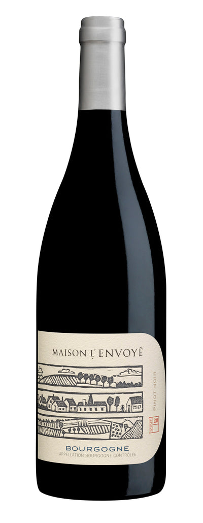 Georges Lignier & Fils Bourgogne Rouge Pinot Noir wine bottle with a white label, highlighting its elegant design and connection to traditional Burgundy winemaking.