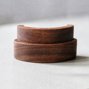 Wire Monkey | Arc Lame made of dark-stained American Black Walnut, showcasing its graceful, curved form and gentle edges, ideal for precise dough slashes.