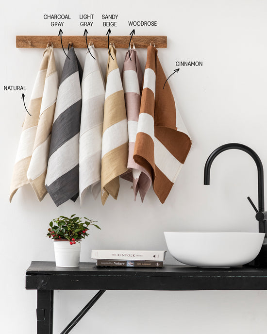 MagicLinen | Striped Linen Tea Towel | Kitchen towel Zero-waste: Cinnamon