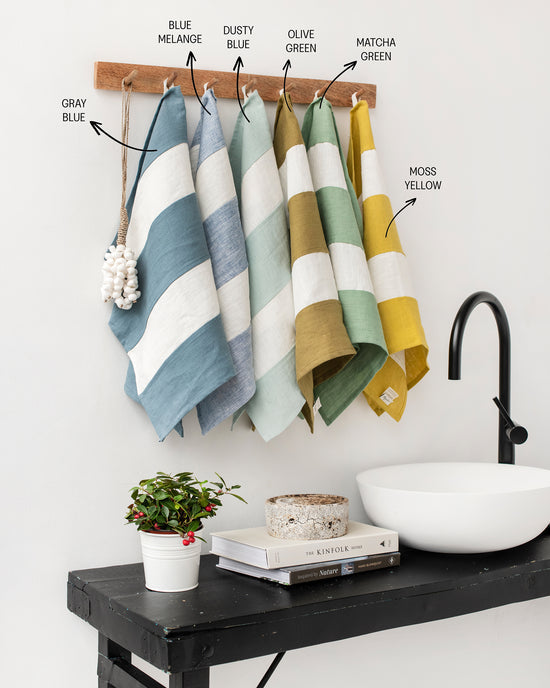 MagicLinen | Striped Linen Tea Towel | Kitchen towel Zero-waste: Dusty Blue