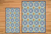 Etú HOME | Positano B Italian Vinyl Rug, featuring a vibrant geometric pattern, embodies Italian style, ideal for enhancing kitchens or entryways with its decorative and functional design.