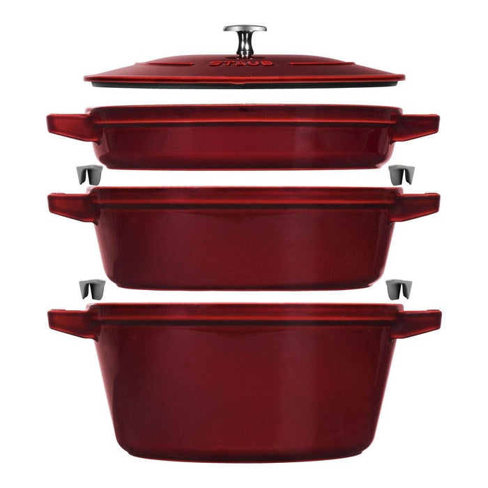 Staub | Stackable 4-in-1 Cast Iron Cookware Set.