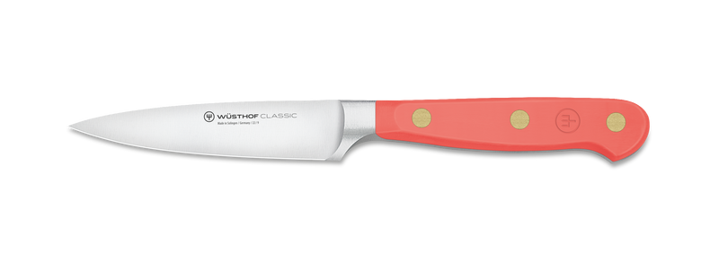 Wüsthof | Classic 3.5 Paring - Black knife featuring a red handle, ideal for trimming and peeling small produce with precision.