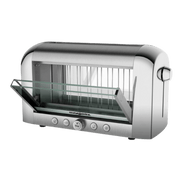 Magimix Vision Toaster - Cream with see-through glass sides, eight browning levels, and pre-programmed settings for perfect toasting, ideal for bagels and thick slices.