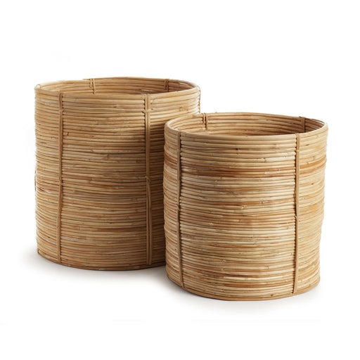 Cane Rattan Round Tree Baskets (Set Of 2).