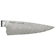 Zwilling | Kramer Damascus Knife Collection - 12 Double Cut Honing Steel, featuring a wide stainless steel blade with Chevron Damascus pattern and black linen Micarta handle.