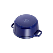 Staub | Round Cocottes - 9 qt - Lilac, a cast iron pot with a self-basting lid, ideal for slow-cooking and transitioning from kitchen to table.