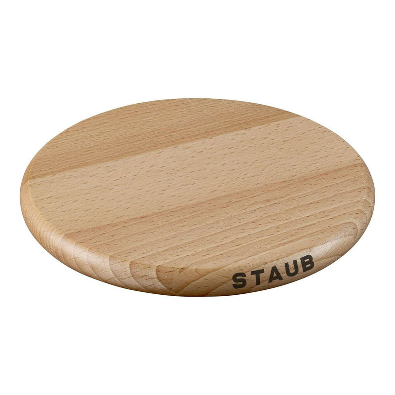 Staub | Magnetic Trivets - Round 9 crafted from hardwood, designed for STAUB Cocottes, enhancing dining elegance while protecting surfaces with heat resistance up to 200°C.