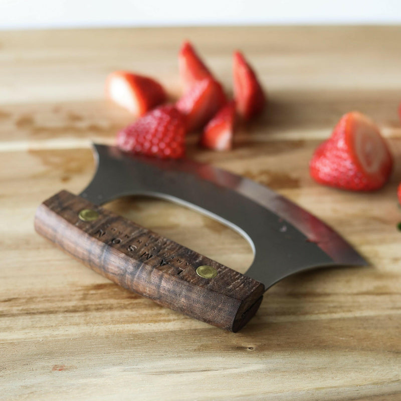 Lamson | Alaskan Ulu Knife with 6 rounded blade and leather sheath, ideal for versatile slicing with ease, reflecting Athens Cooks' curated kitchen tool selection.