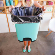 Marley's Monsters | Washable Pail Liner - Large, featuring durable, water-resistant PUL fabric with a drawstring closure and side cotton strap for versatile hanging.