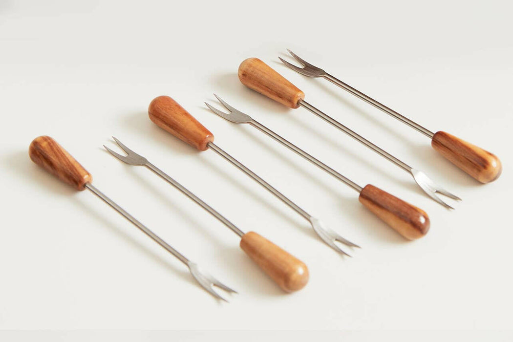 Italian Olivewood Aperitivo Forks (Set of 6).