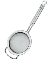 Rösle Fine Mesh Kitchen Strainer, 9.5, ideal for straining and sifting, made of 18-10 stainless steel, dishwasher safe, available at Athens Cooks.