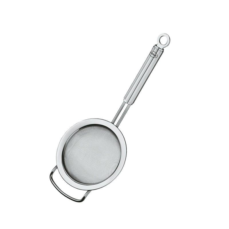 Rösle Fine Mesh Kitchen Strainers - Large 9.5, ideal for straining, sifting, and dusting tasks, crafted from durable 18-10 stainless steel.