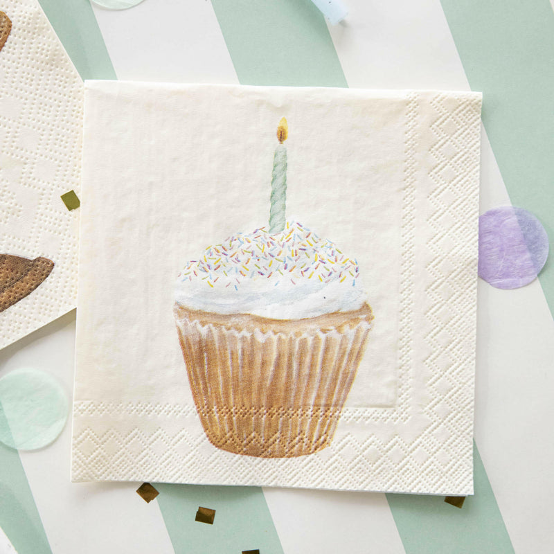 Hester & Cook Birthday Collection - Birthday Candles Guest Napkin, featuring whimsical candle designs, perfect for adding a festive touch to any birthday celebration table setting.