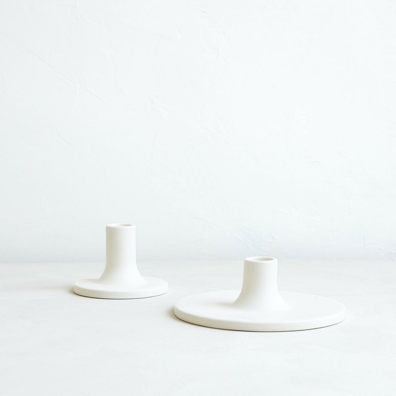 The Floral Society | Candle Holders - Grand - Tall - Earth: A ceramic taper holder with a matte finish, hand-finished, fitting standard candles, ideal for standalone or collection display.
